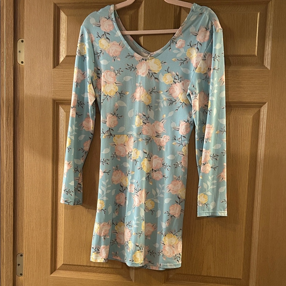 Elegant Floral Long Sleeve Dress